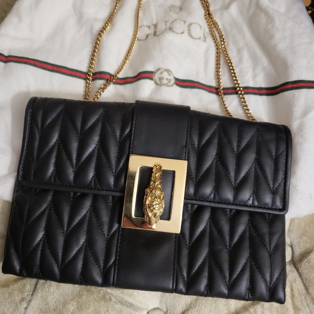 Authenttic Rare vintage Gucci Tom Ford era in black leather with Gold chain bag - Picture 1 of 10